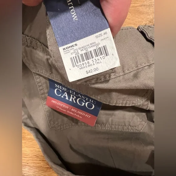 Men’s Size 46 Croft & Barrow Shadow Brown Cargo Shorts Big & Tall NWT - Picture 5 of 5